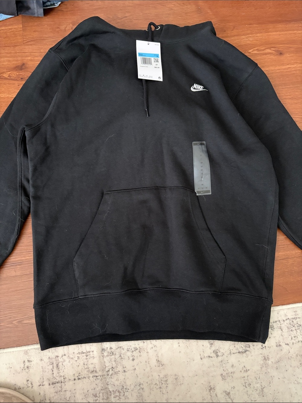 Nike Black Men's Hoodie with White Swoosh